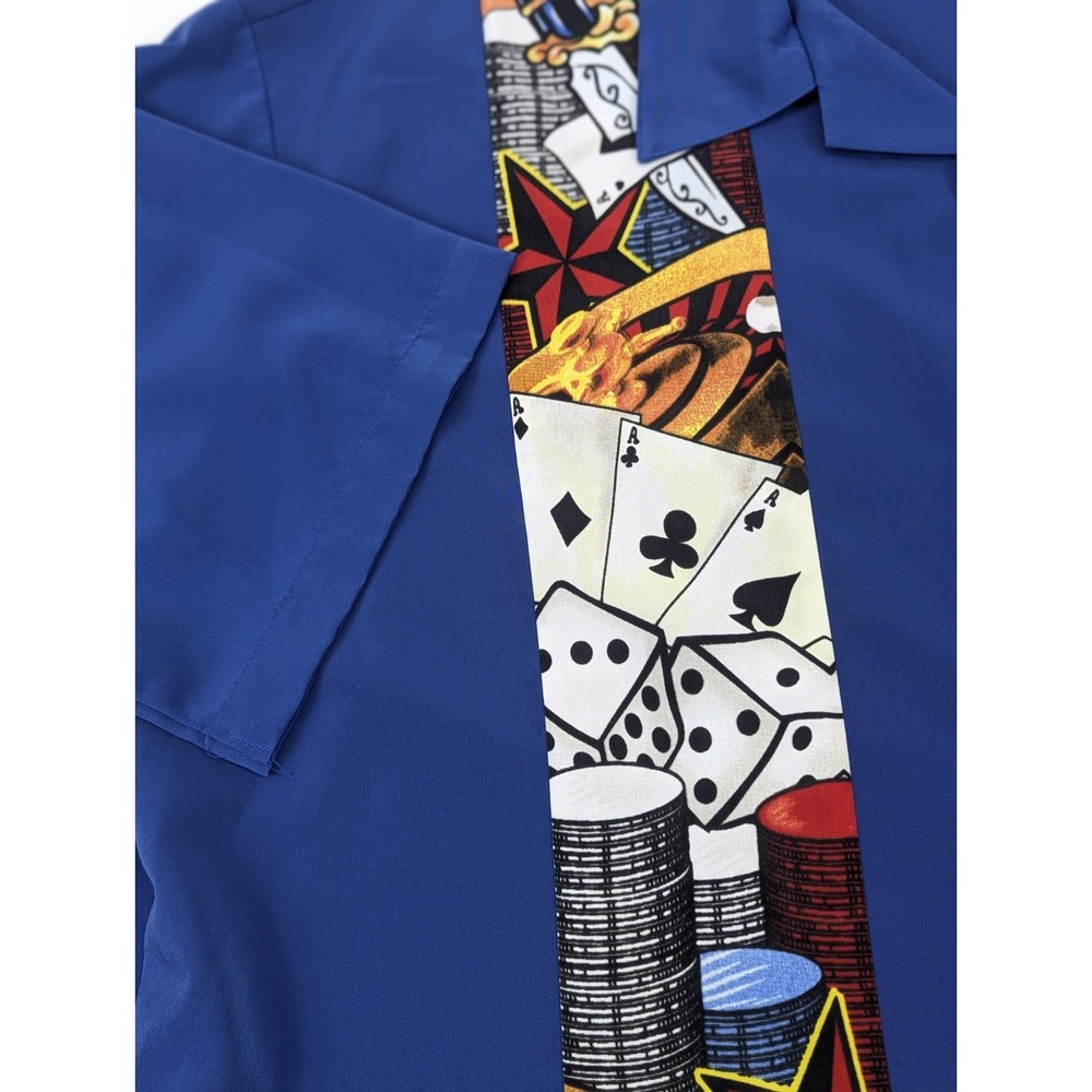 Dragonfly Shirt Mens XXL Casino Dice Poker Graphic Button Up Blue Roulette USA - Picture 5 of 9